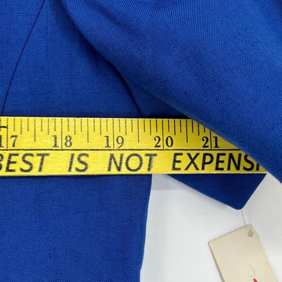 NWT TALBOTS Women Blazer Sz 14 Blue Short Sleeve Italian Fabric Double Breasted - Picture 10 of 15